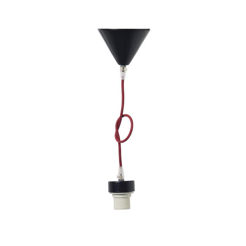 NETTO SUSPENSION BLACK METAL BASE RED FABRIC CABLE Ε27 2800BR NETTO SUSPENSION BLACK METAL BASE RED FABRIC CABLE Ε27 2800BR