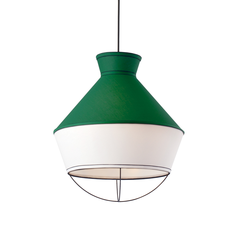 NETTO PENDANT 3XE14 FABRIC EMERALD +WHITE Φ45ΧΗ120CM V371963PE