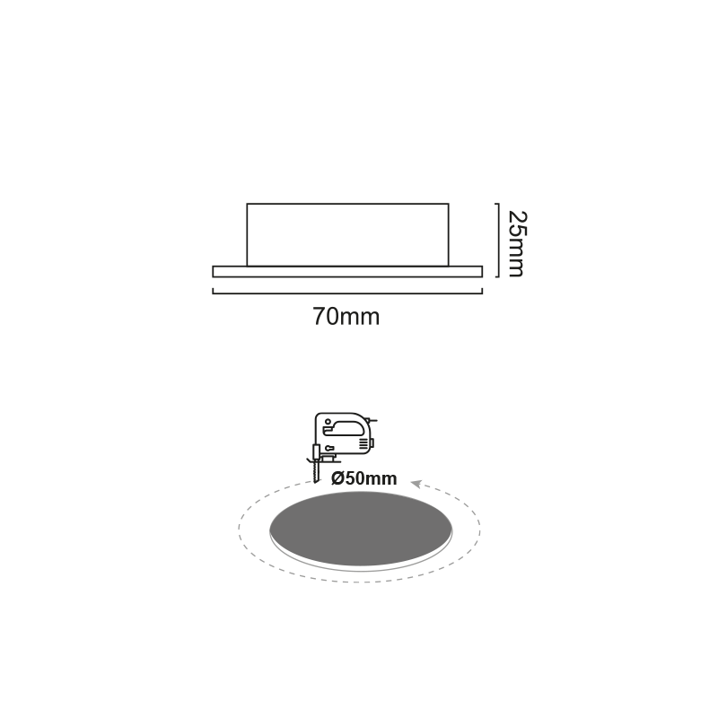 RECESSED NM ROUND LED SPOT 2W 3000K 140Lm 230V Φ50 120° Ra80 FURN230RNM