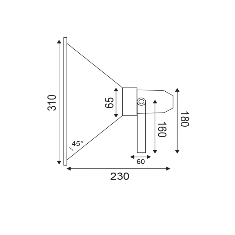 WALL PROJECTOR D310 Ε27 MAX 36W IP65 GREY GR026L
