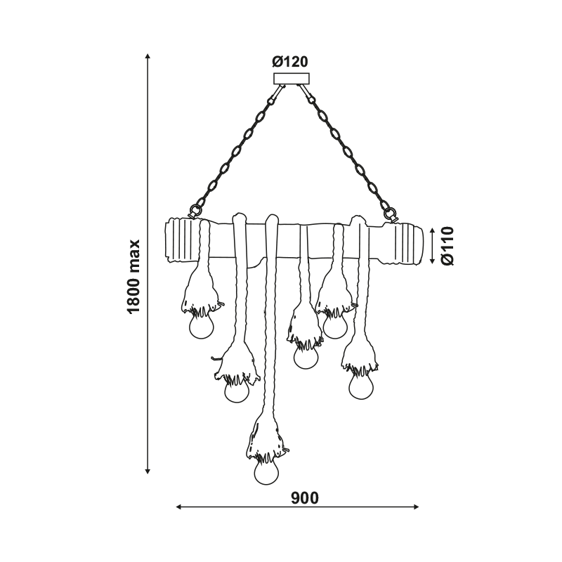 PENDANT 6XE27 BAMBOO+ROPE 11Χ90ΧΗ180CM max. MERLIN 932906BBR PENDANT 6XE27 BAMBOO+ROPE 11Χ90ΧΗ180CM max. MERLIN 932906BBR