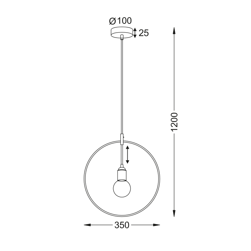 PENDANT 1XE27 METAL BRASS CIRCLE Φ35CM TWIGGY V35181BS