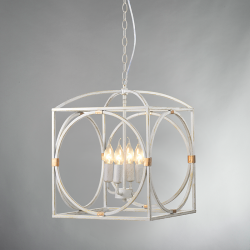 PENDANT 4ΧΕ14 METALLIC WHITE ANTIC 35Χ35XH150CM FRIDA AD80264
