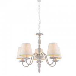 PENDANT 5XE14 METAL PATINE WHITE/BLACK+SHADE Φ57ΧΗ103CM KARPATHIA DL9505PWB