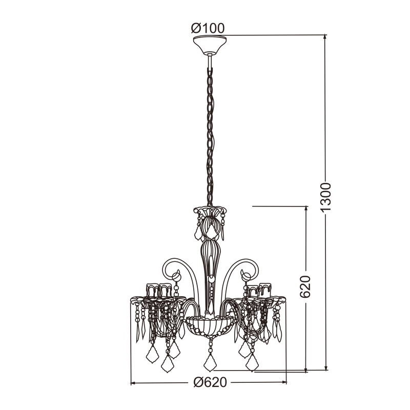 PENDANT 4ΧΕ14 CLEAR ACRYLIC Φ62XH130CM GIZA SF633124P
