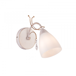 WALL MOUNTED 1XE14 METAL PATINΑ GOLD+ WHITE GLASS+ CRYSTAL 12Χ18,5Χ26,4CM QUINCE DLA12121