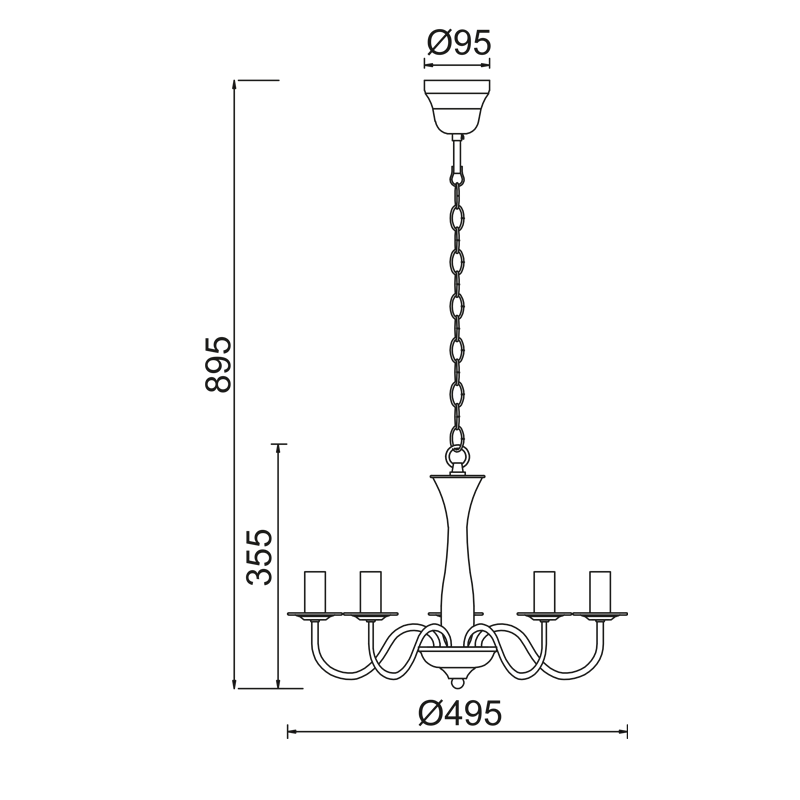 PENDANT 5XE14 METAL WHITE Φ49,5ΧΗ89,5CM KNOSSOS DLA12015PW PENDANT 5XE14 METAL WHITE Φ49,5ΧΗ89,5CM KNOSSOS DLA12015PW