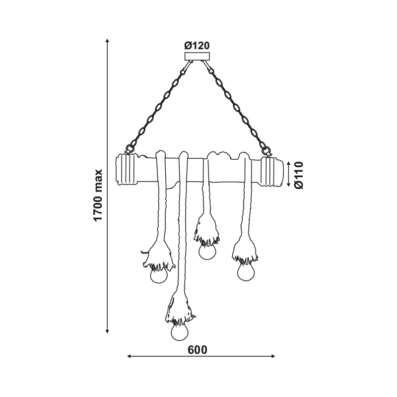 PENDANT 4XE27 BAMBOO+ROPE 11Χ60ΧΗ170CM max. MERLIN 932604BBR