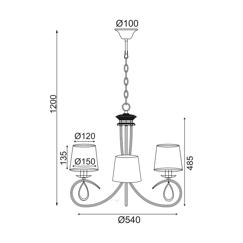 PENDANT 3ΧE14 METAL GOLD BRONZE+BLACK SHADE Φ54ΧΗ120CM BASILICO TNK81490CG3P