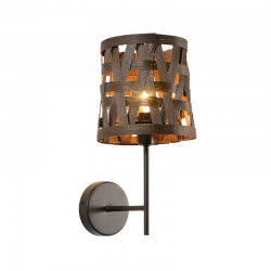 WALL MOUNTED LUMINAIRE 1XE27 METALLIC BROWN+ CANE COLOR MATT grey shade/GREY METAL 17Χ21ΧΗ35CM AGATHA ML307211WB