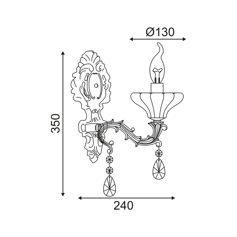 WALL MOUNTED 1ΧΕ14 METAL BRONZE+CRYSTAL 35Χ13Χ25CM SARTO TNK854531W WALL MOUNTED 1ΧΕ14 METAL BRONZE+CRYSTAL 35Χ13Χ25CM SARTO TNK854531W