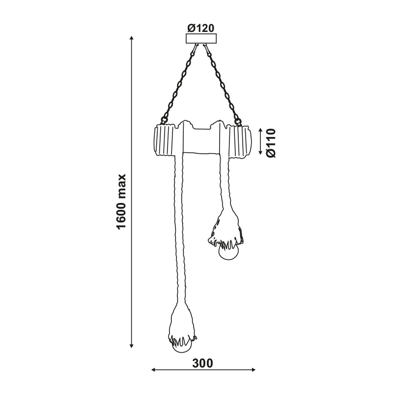 PENDANT 2XE27 BAMBOO+ROPE 11Χ30ΧΗ160CM max. MERLIN 932302BBR