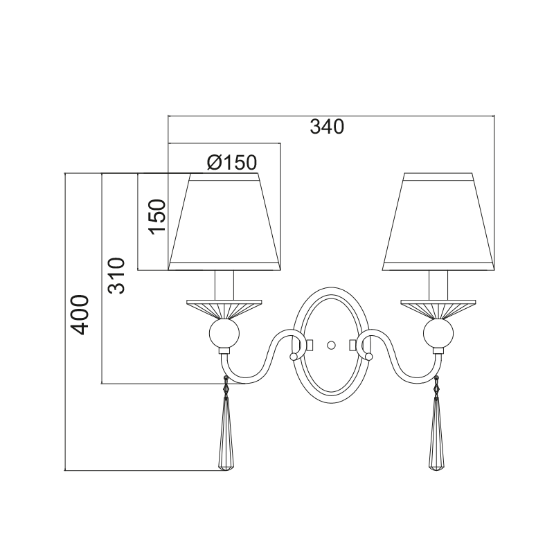 WALL LAMP 2ΧΕ14 SILVER SHADE EVITA AD90042W WALL LAMP 2ΧΕ14 SILVER SHADE EVITA AD90042W