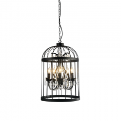 PENDANT 5ΧΕ14 METALLIC BLACK+ CRYSTAL Φ40XH150CM MICK AD90275
