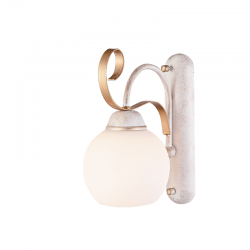 WALL MOUNTED 1XE27 METAL PATINΑ WHITE GOLD+OPAL GLASS 13,5Χ25,2Χ22CM FOYER DL11691W