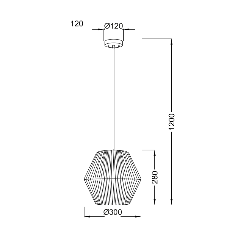 PENDANT 1XE27 ROPE WHITE Φ30ΧΗ120CM PERU V36319