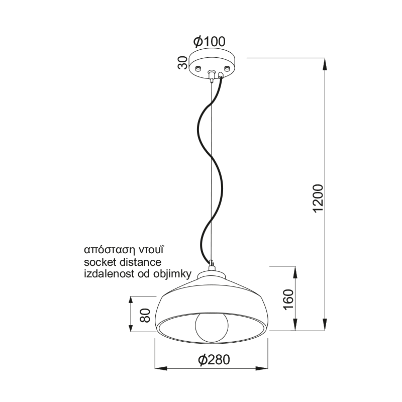 PENDANT 1XE27 CEMENT Φ28XH16cm ELVIS V351581P PENDANT 1XE27 CEMENT Φ28XH16cm ELVIS V351581P