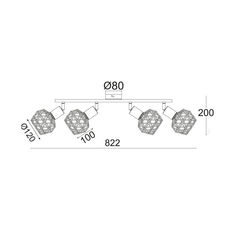 SPOT 4XE14 BRONZE GRID ALADDIN MC15614C