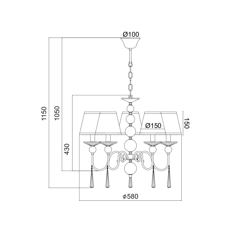 PENDANT5ΧΕ14 SILVER SHADE EVITA AD90045D