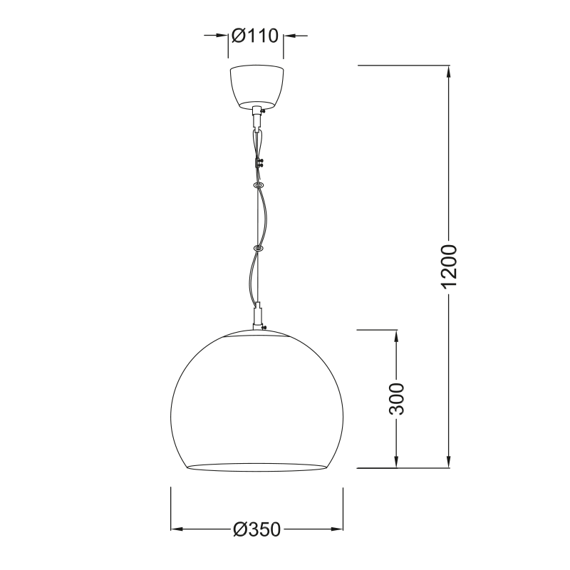 PENDANT 1X60W E27 GLASS LUNA V9027C