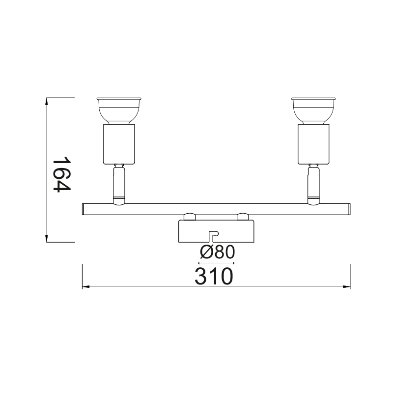 SPT BLACK MAT 2XGU10 TRINITY MC634BK2