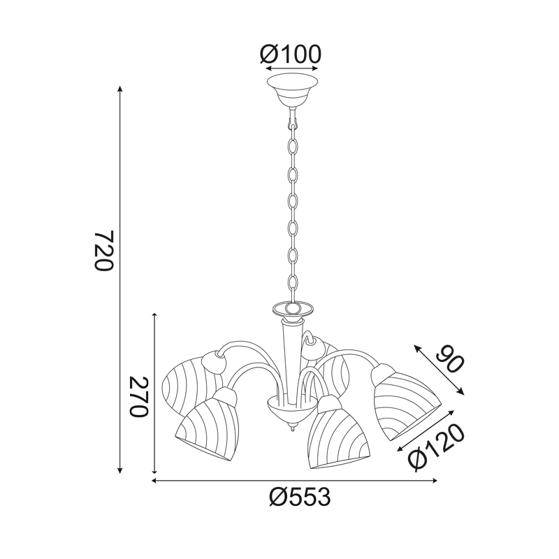 PENDANT BRONZE METALIC 5ΧΕ14 BYRON DLX7395BR PENDANT BRONZE METALIC 5ΧΕ14 BYRON DLX7395BR