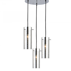 PENDANT 3XE27 ROSET CHROME 3D GLASS+METAL Φ36ΧΗ140CM VERTIGO DLA12593CH