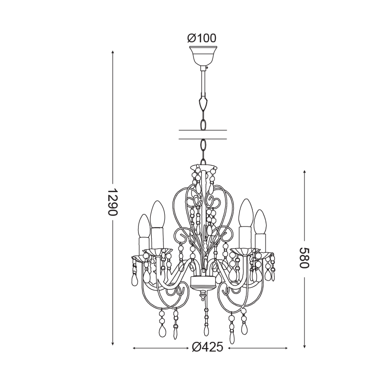 PENDANT 6X40W E14 ACRYLIC BLACK DUMAS SF63185