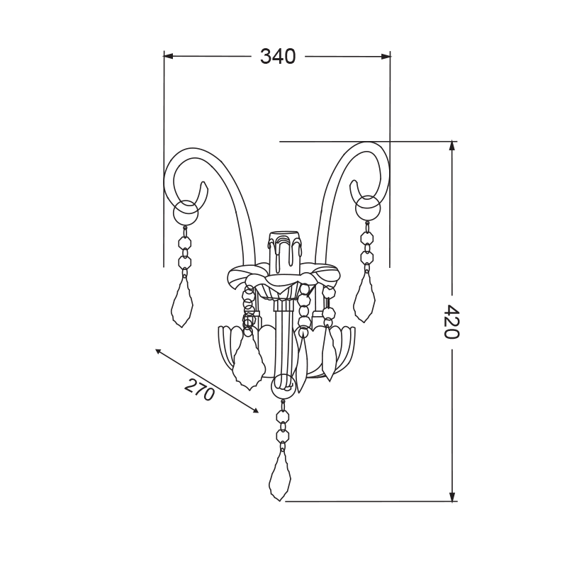 PENDANT 1ΧΕ14 CLEAR 34Χ27Χ42CM GIZA SF633121W PENDANT 1ΧΕ14 CLEAR 34Χ27Χ42CM GIZA SF633121W