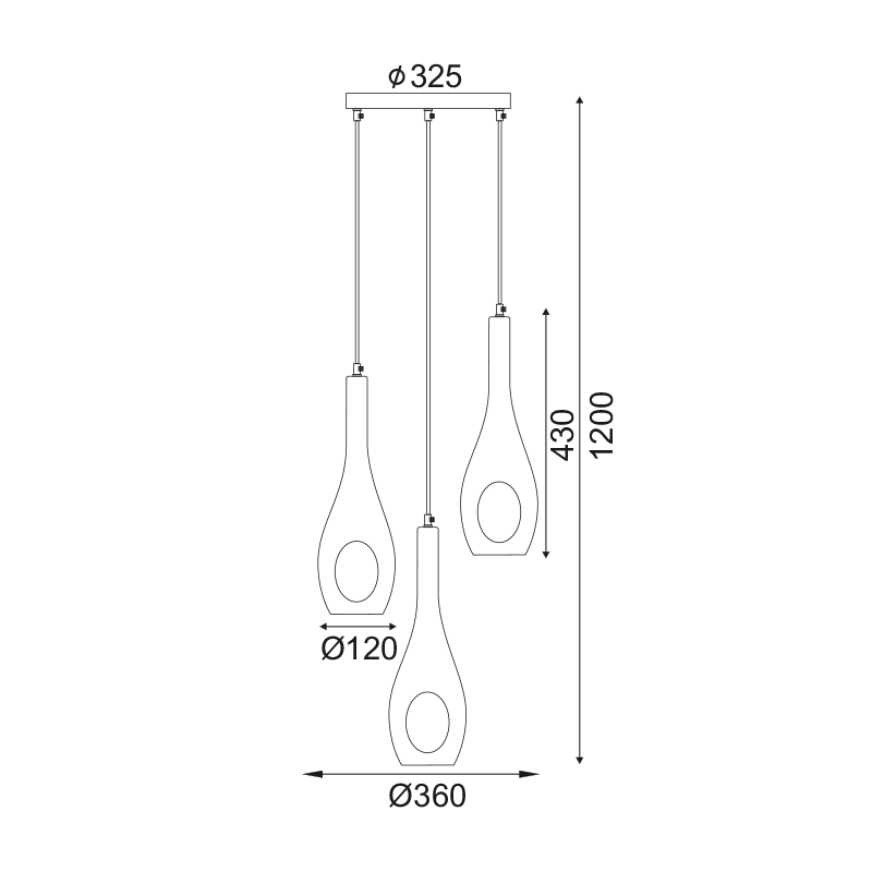 PENDANT 3ΧΕ14 GLASS WITH HOLE CAVE DLA5203A