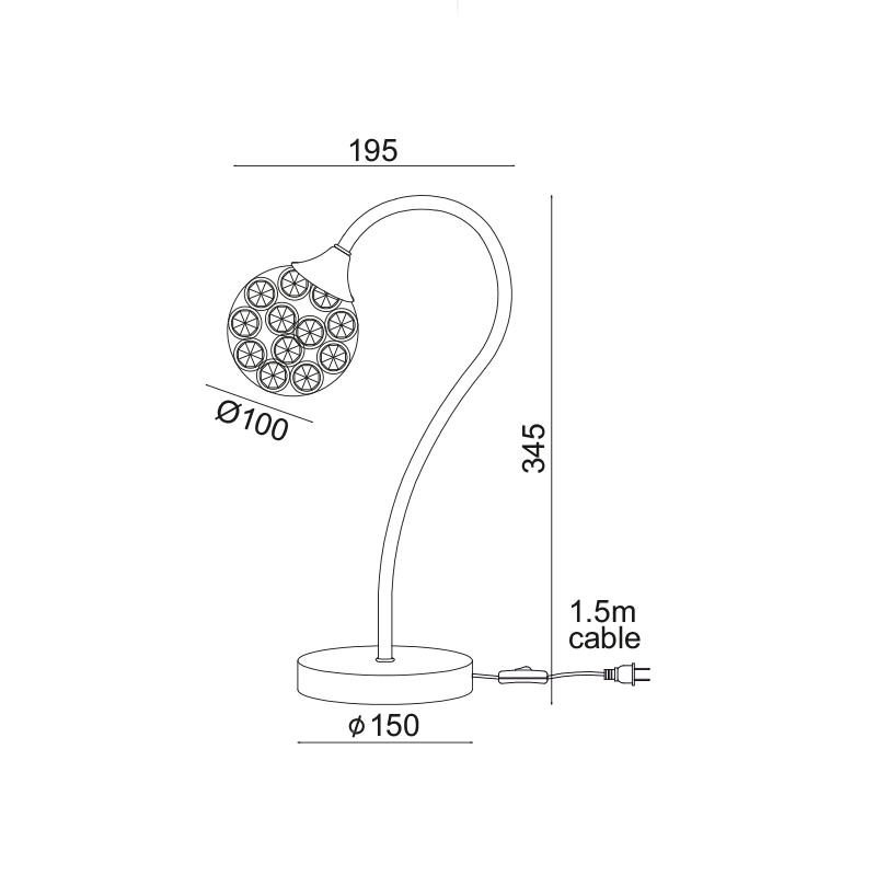 TABLE LAMP 1XG9 BALL CRYSTAL SKYLAR AD2012001T TABLE LAMP 1XG9 BALL CRYSTAL SKYLAR AD2012001T