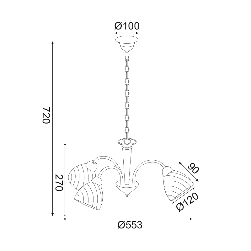 PENDANT METAL 3XE14 CHROME BYRON DLX7393