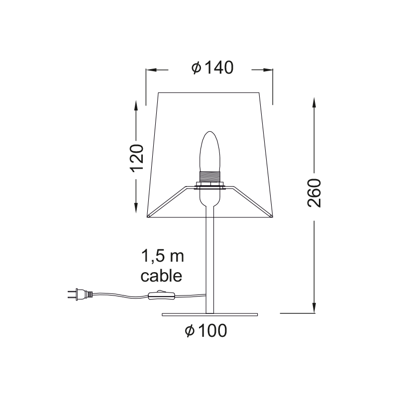 TABLE LUMINAIRE FABRIC 1X40W E14 H28CM ARIOSO MT3000W