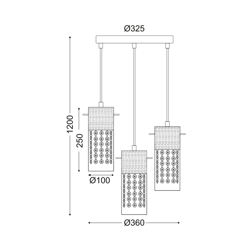 PENDANT CLEAR GLASS 3ΧΕ14 CRYSTALS MIA DLA6833
