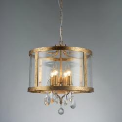 PENDANT 4XE14 METALLIC ANTIQUE/BRUSH+CRYSTAL+GLASS Φ45ΧΗ150CM RONNIE AD80375