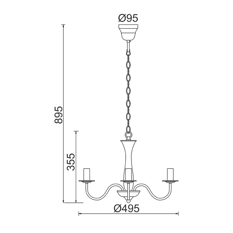 PENDANT 3XE14 METAL WHITE Φ49,5ΧΗ89,5CM KNOSSOS DLA12013PW PENDANT 3XE14 METAL WHITE Φ49,5ΧΗ89,5CM KNOSSOS DLA12013PW