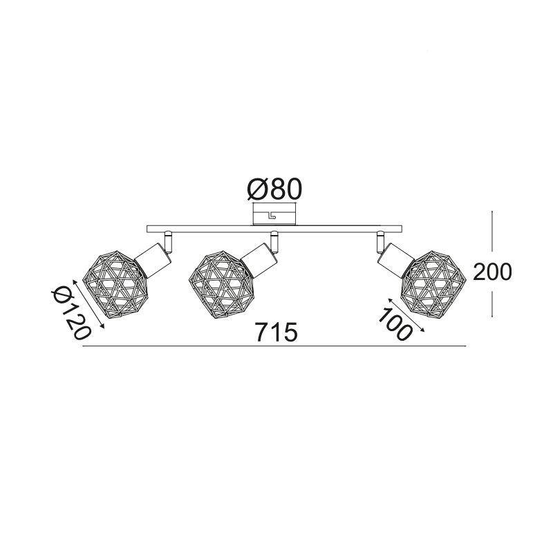 SPOT 3XE14 BRONZE GRID ALADDIN MC15613C