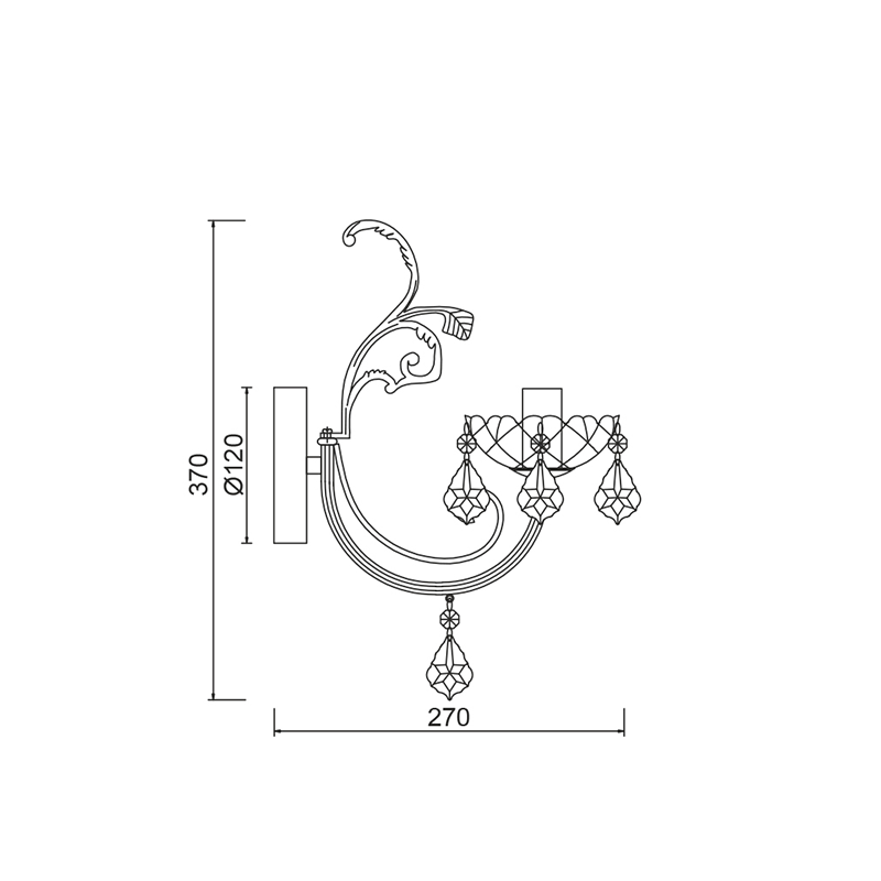 WALL MOUNTED 1XE14 METAL GOLD BRONZE+CRYSTAL 12Χ27ΧΗ37CM FABERGE DLA12151W