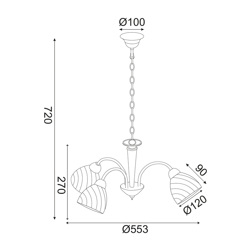 PENDANT BRONZE METALLIC 3XE14 BYRON DLX7393BR