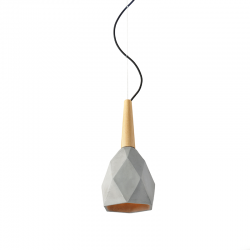PENDANT 1XE27 BLACK CEMENT-WOOD Φ20ΧΗ120CM DIODUS V35146