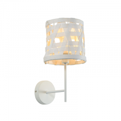 WALL MOUNTED LUMINAIRE 1XE27 METALLIC WHITE+ CANE COLOR white shade /MAT WHITE METAL 17Χ21ΧΗ35CM AGATHA ML307211WW
