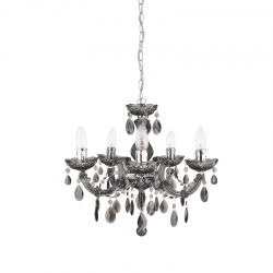 PENDANT 5XE14 ACRYLIC TINT + CHROME METAL Φ46ΧΗ122CM NEFERTITI SF3505PSM