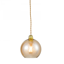 PENDANT 1XE27 CLEAR AMBER GLASS+ GOLD METAL SUSPENSION Φ20ΧΗ120CM PYTHIA V3643320AM