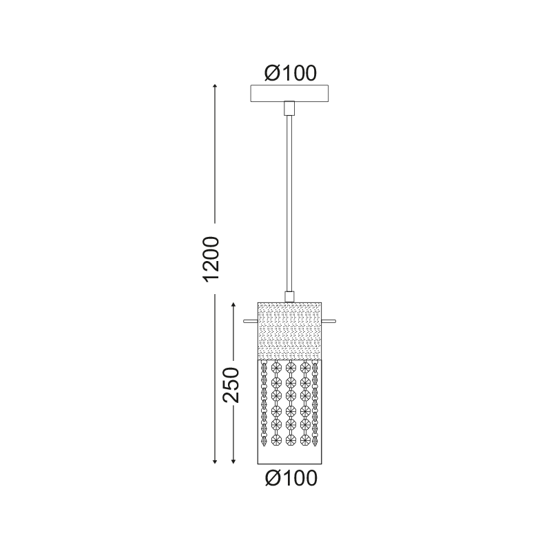 PENDANT CLEAR GLASS+CRYSTALS D11CM 1ΧΕ14 MIA DLA6831