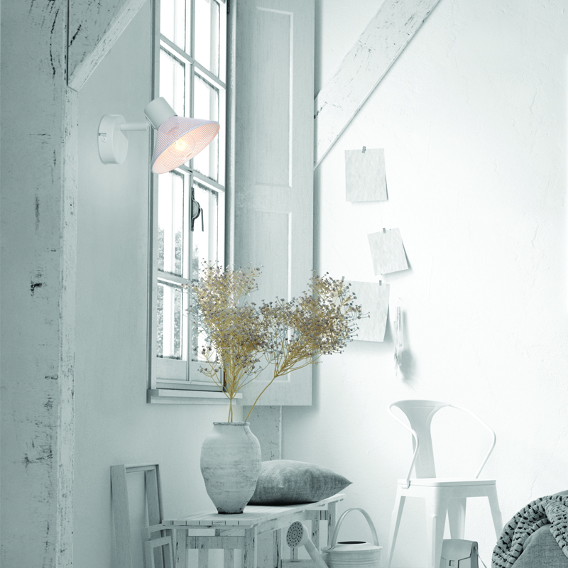 WALL MOUNTED 1ΧΕ14 PALOMA WHITE METAL 16X13X9CM TNK2831SW WALL MOUNTED 1ΧΕ14 PALOMA WHITE METAL 16X13X9CM TNK2831SW