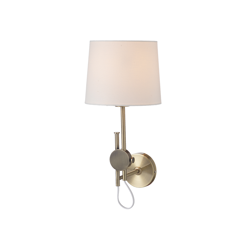 WALL MOUNTED LUMINAIRE 1XE27 METALLIC BRASS + WHITE SHADE, COLOR antique brass 20×25×Η30CM MALLORCA ML306421WB