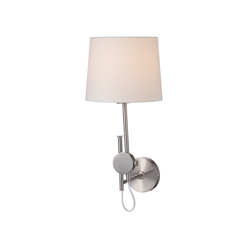 WALL MOUNTED LUMINAIRE 1XE27 METALLIC NIKEL + WHITE SHADE, COLOR brushed nickel 20×25×Η30CM MALLORCA ML306421WS