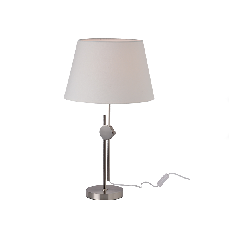 TABLE LUMINAIRE 1XE27 METALLIC NIKEL + WHITE SHADE, COLOR brushed nickel Φ36×Η62CM MALLORCA ML306421TS