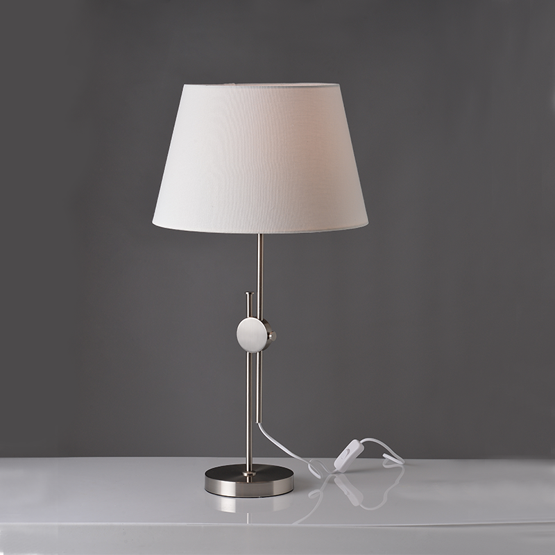 TABLE LUMINAIRE 1XE27 METALLIC NIKEL + WHITE SHADE, COLOR brushed nickel Φ36×Η62CM MALLORCA ML306421TS