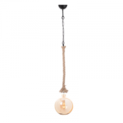 PENDANT 1XE27 BLACK METAL+SINGLE BRAIDED ROPE+CHAIN Η100CM 50BRC